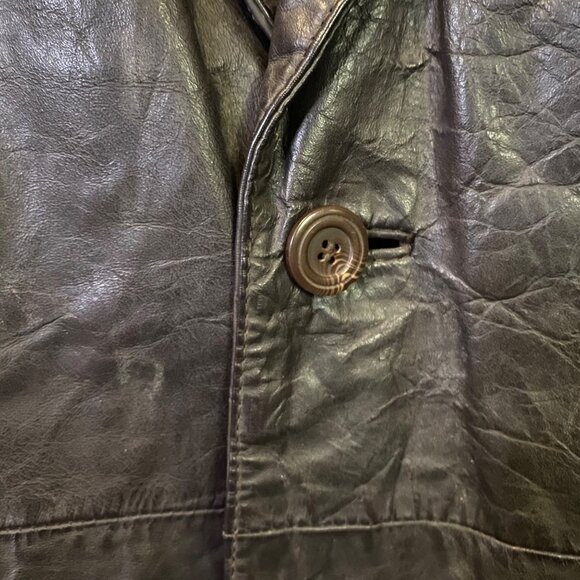 Vintage 70s Bermans Brown Leather Jacket Mid-Length Size 40 Large Faux Fur Lined - Picture 9 of 11